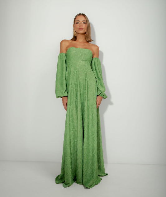 Vestido Tomara que Caia Manga Bufante Verde (3)