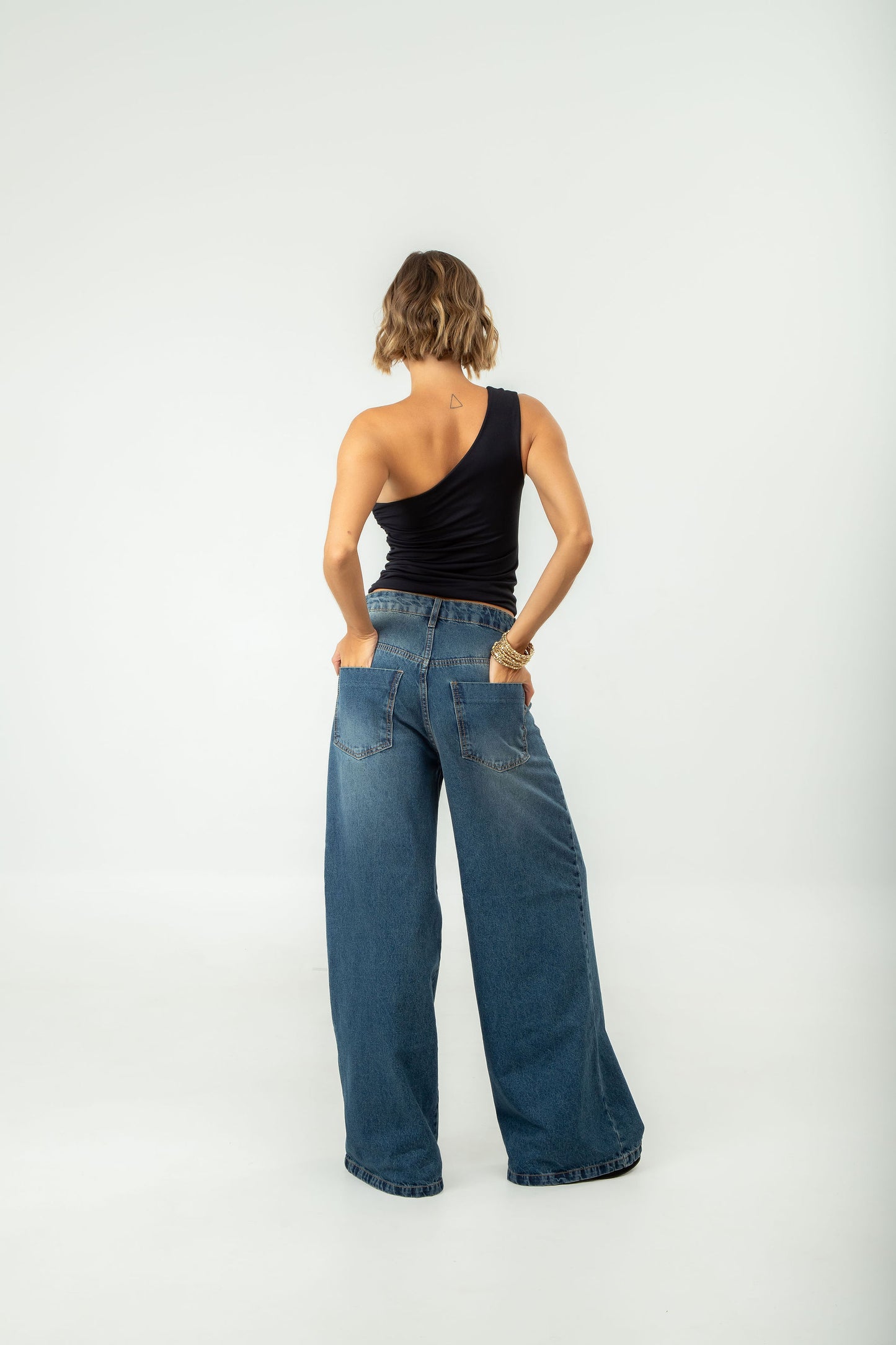 Pantalona Jeans Azul Escuro