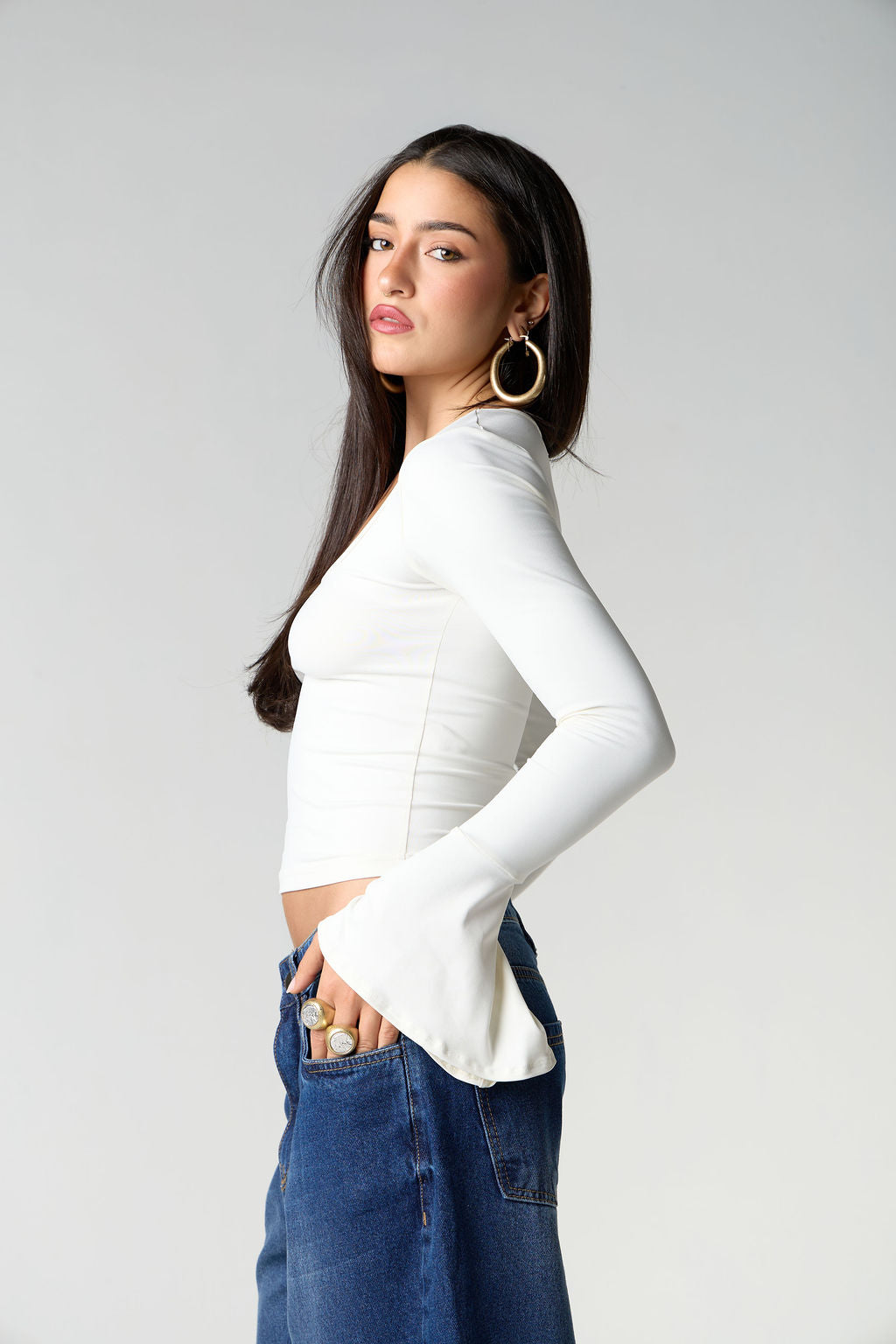 Blusa Suplex Manga Longa Off White