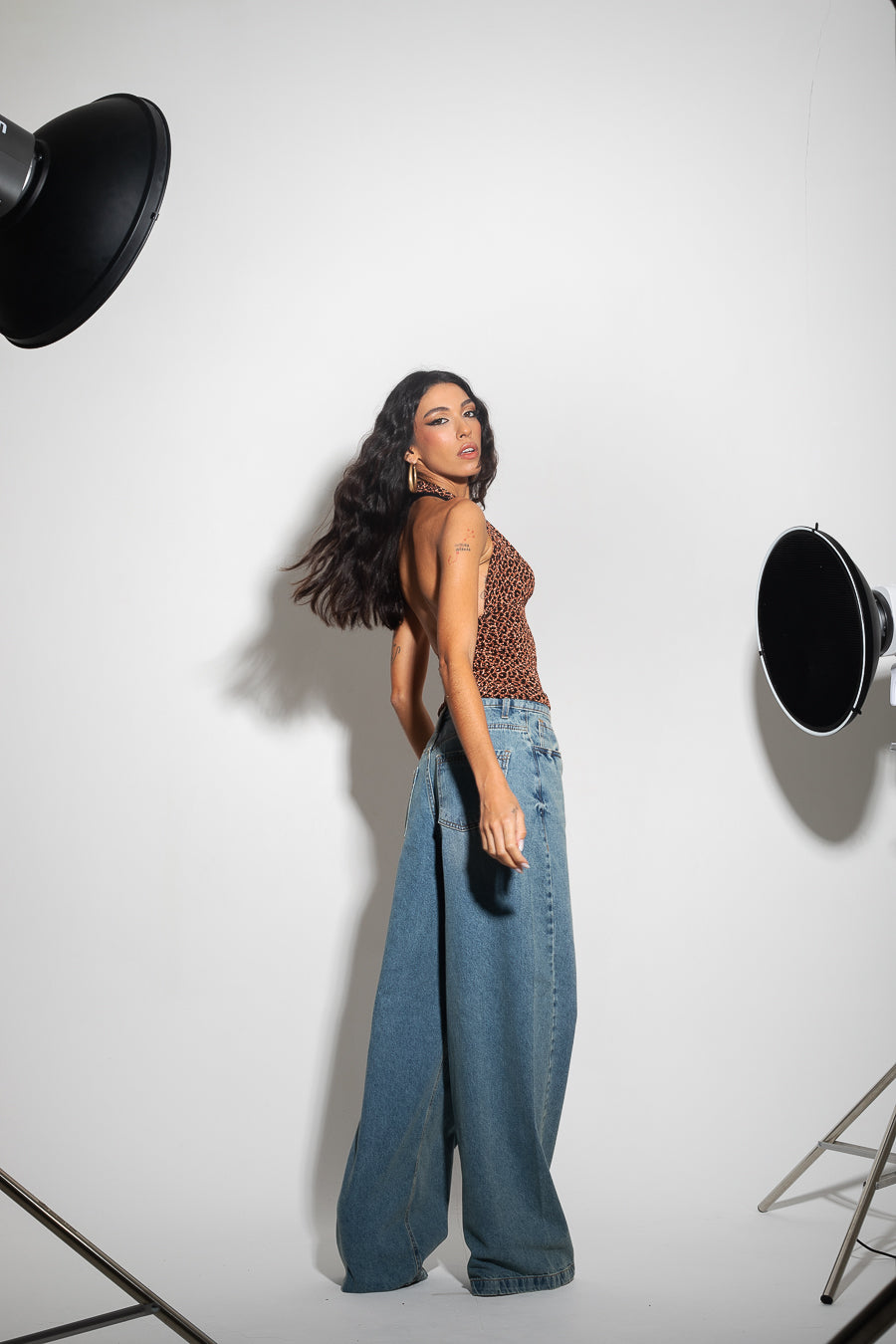 Blusa Frente Única Lurex Onça