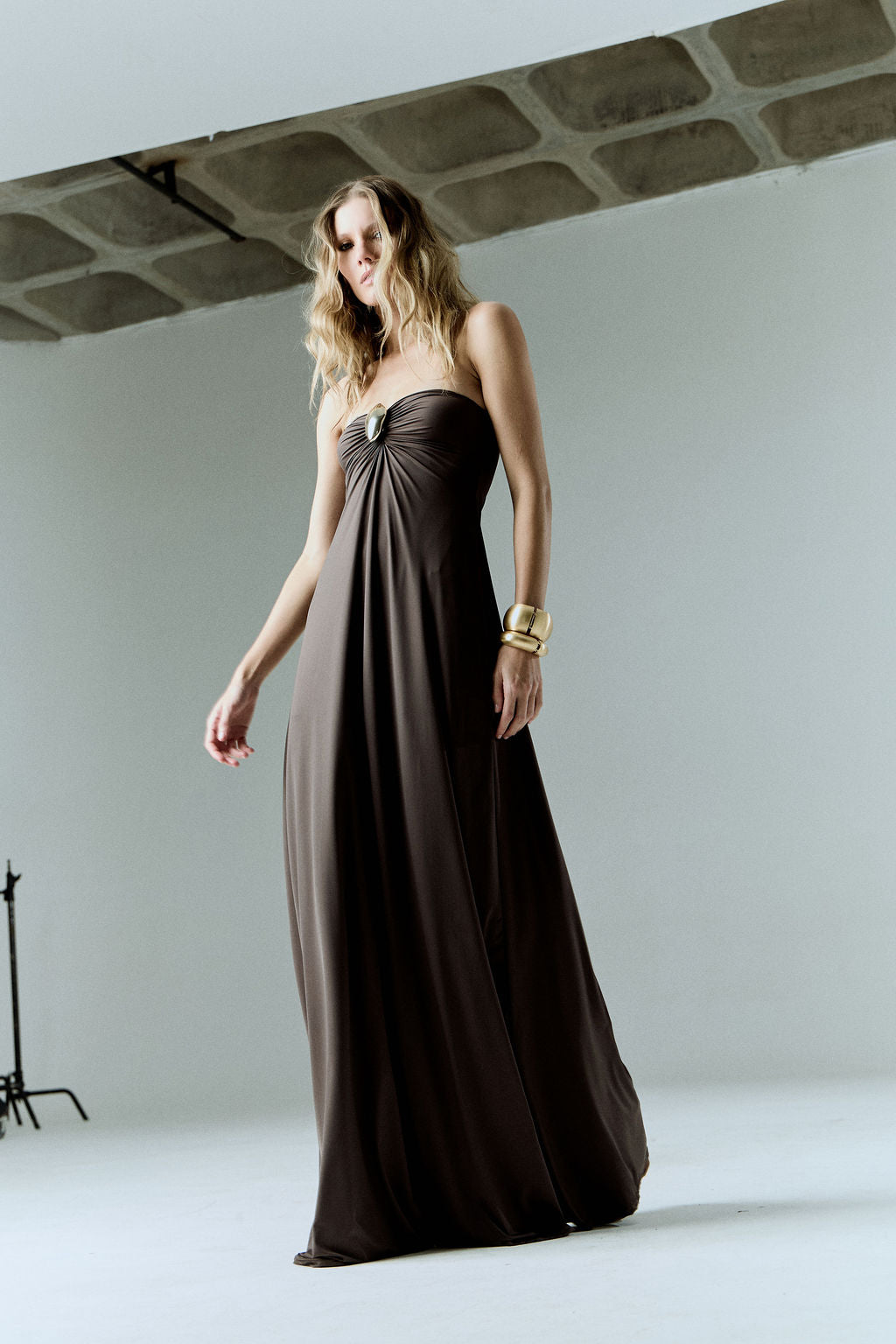 Vestido Tomara que Caia Aviamento Marrom